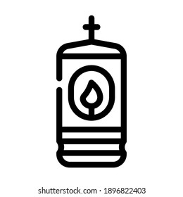 lamp with burning candle line icon vector. lamp with burning candle sign. isolated contour symbol black illustration