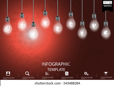 Lamp Business Success  modern Idea and Concept Vector illustration Infographic template with  icon, Objective Text.