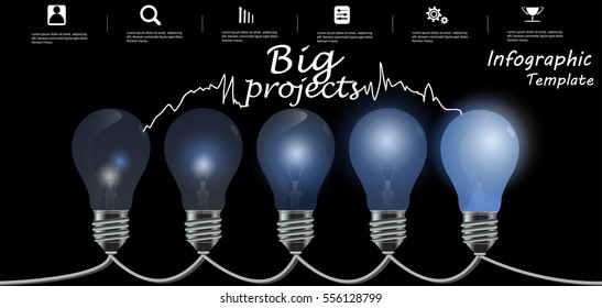 Lamp Business Text Big projects, Modern Vector illustration Infographic template. 