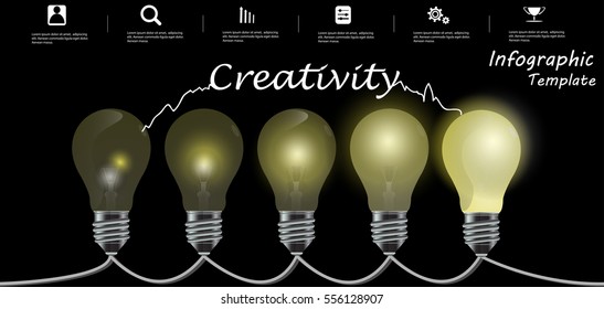 Lamp Business Text Creativity, Modern Vector illustration Infographic template. 