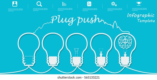 Lamp Business Text Plug push, Modern Vector illustration Infographic template.