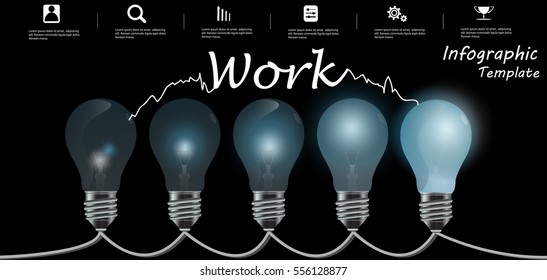 Lamp Business Text Work, Modern Vector illustration Infographic template. 