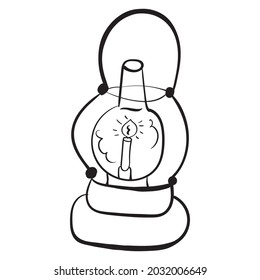 Lamp with a Candle, Kerosene Lamp Vector Clip Art Coloring Illustration