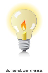 Lamp with a candle is shown in the picture.