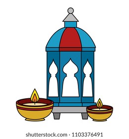 lamp and candles decoration ramadan kareem