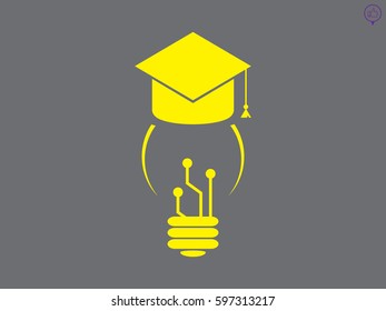 lamp cap graduate, icon, vector illustration eps10