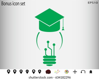 lamp cap graduate, icon, vector illustration eps10