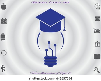 lamp cap graduate, icon, vector illustration eps10