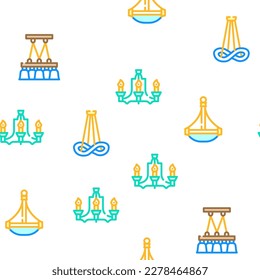 lamp ceiling light interior home vector seamless pattern thin line illustration