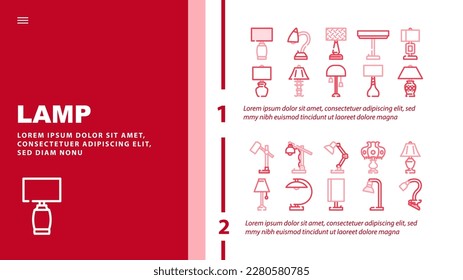 lamp ceiling light interior home landing web page header vector. room bulb, decor chandelier, wall electric, bright decoration, metal style lamp ceiling light interior home color illustrations