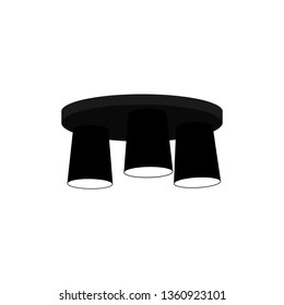 Lamp chandelier for three ceiling black on a white background. Vector illustration for your design.