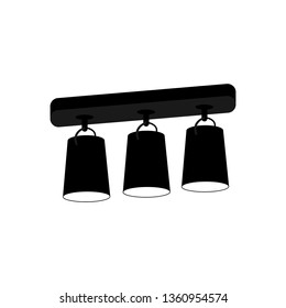 Lamp chandelier for three ceiling black on a white background. Vector illustration for your design.