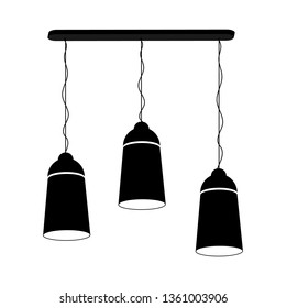 Lamp chandelier for three ceiling black on a white background. Vector illustration for your design.
