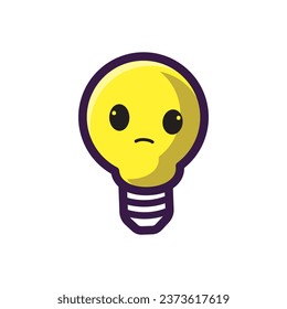 personaje de lámpara con cara divertida, emoji triste 