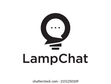 lamp and chat creative logo design inspiration