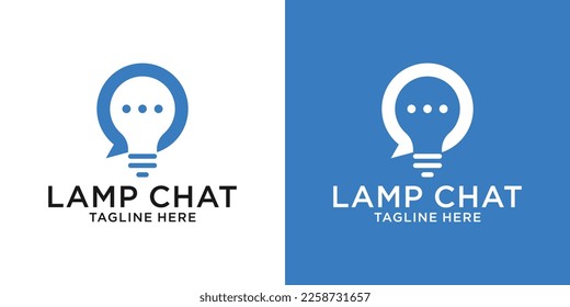 Ilustración vectorial de diseño de logotipo creativo de lámpara y chat