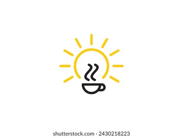 lamp and coffee cup logo. hot drink cafe, creative, idea symbol icon design	