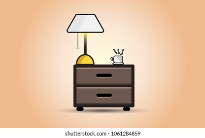  lamp and coffee cup on table