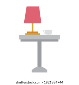 lamp and coffee cup on table design, Home room decoration interior modern house decor living and apartment theme Vector illustration