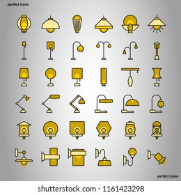 Lamp Color Line Icons perfect pixel. Use for website, template,package, platform. Concept object UI,UX design.