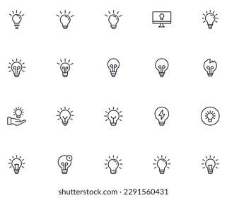 Lamp concept. Collection of lamp high quality vector outline signs for web pages, books, online stores, flyers, banners etc. Set of premium illustrations isolated on white background 