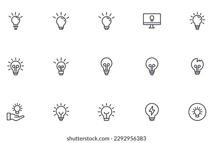 Concepto de lámpara. Colección de señales vectoriales de alta calidad para páginas web, libros, tiendas online, volantes, banners, etc. Conjunto de ilustraciones premium aisladas en fondo blanco 