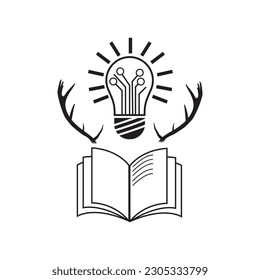 lamp deer book, vector logo made one as inspiration