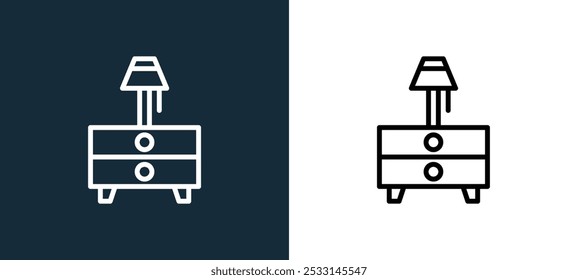 lamp desk icon isolated on white and black colors. lamp desk outline linear vector icon from property collection for mobile apps, web and ui.