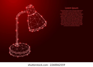 Lamp desk office from futuristic polygonal red lines and glowing stars