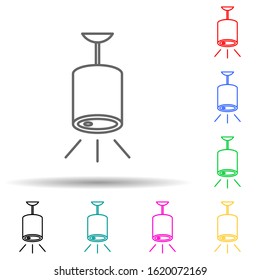 lamp with detector multi color style icon. Simple thin line, outline vector of spotlight icons for ui and ux, website or mobile application