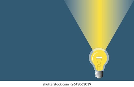 Lamp diffusing light on blue background. Concept of brainstorming and new idea.