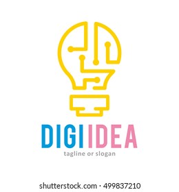 LAMP DIGITAL ELECTRONIC INSPIRATION IDEA LOGO ICON LOGO TEMPLATE SYMBOL EMBLEM VINTAGE