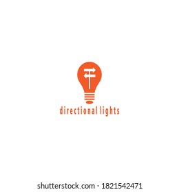 Lamp with direction arrows logo. Abstract illustration design, vector