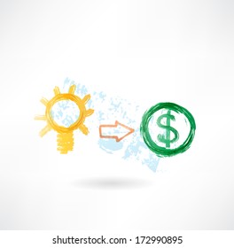 Lamp and dollar grunge icon