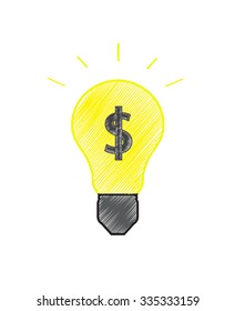 Lamp with dollar symbol vector. Idea is money concept.