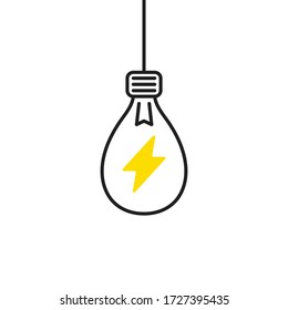 Logo del doodle de la lámpara. Diseño del logo de Bolt. 