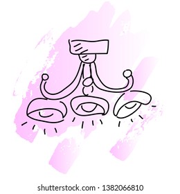 Lamp doodle vector illustration. Hand drawn interior element