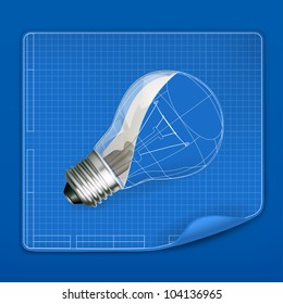 Lamp drawing blueprint, vector