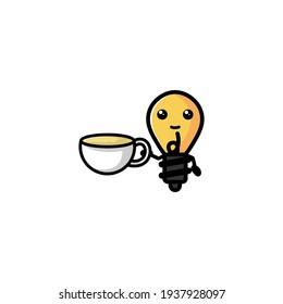 Lamp Drink Milk Cartoon Character Design Vector Illustration. With Cute, Funny, And Fun Cartoon. 