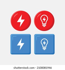 Icono de luz eléctrica 3d conjunto vector de tendencia moderna en el estilo de morfismo de vidrio con gradiente. La colección incluye 4 iconos en un solo estilo de negocio, finanzas, sitio web, etc.