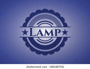 Lamp emblem with jean high quality background. Vector Illustration. Detailed.