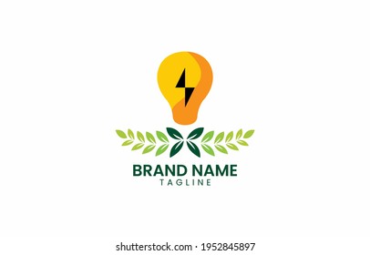 Lamp Energy Leaf Bulb Logo Vector Design Template suitable for nature energy product service brand