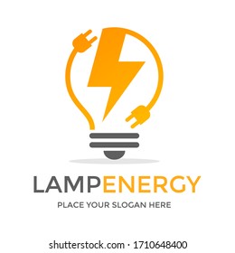 Lamp energy vector logo template. This design use thunder symbol. Suitable for industrial or technology.