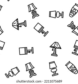 Lamp Equipment For Illuminate vector seamless pattern thin line illustration