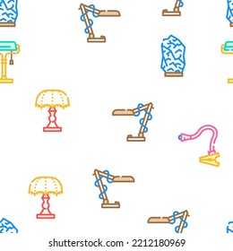 Equipo de lámpara para ilustración de línea delgada del vector luminoso