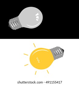 The lamp is excluded, the light is on. Night, day. Illustration icon. Vector
