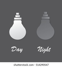 The lamp is excluded, the light is on. Night, day. Illustration icon. Vector