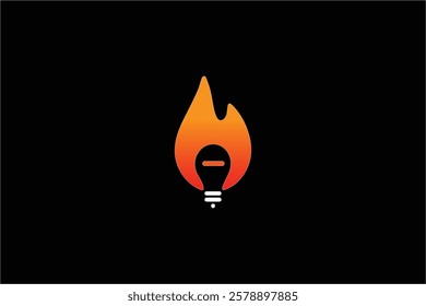 the lamp and fire icon logo which is a symbol of energy with a black background