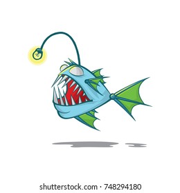 Lamp Fish Cartoon Character Vector
