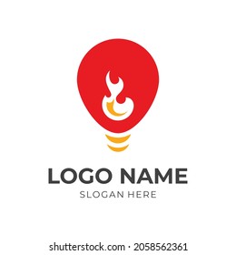 lamp flame logo vector with flat style red and yellow color style